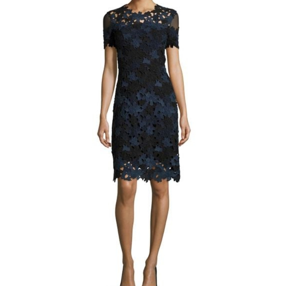 Elie Tahari Ophelia black navy Lace Dress- Sz 10 Like New